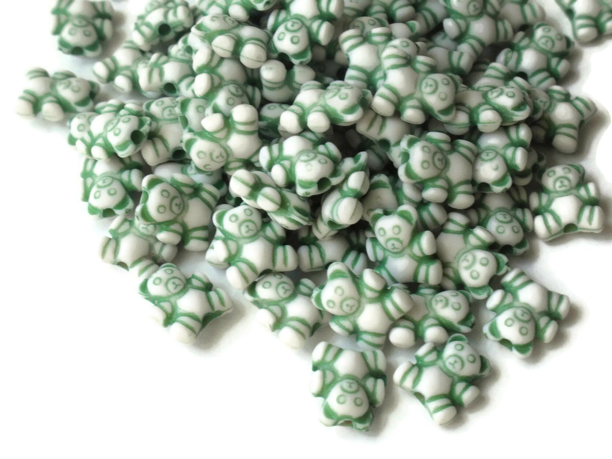 100 9mm Green Teddy Bear Beads Plastic Miniature Animal Kawaii Beads Small Cute Acrylic Toy Beads