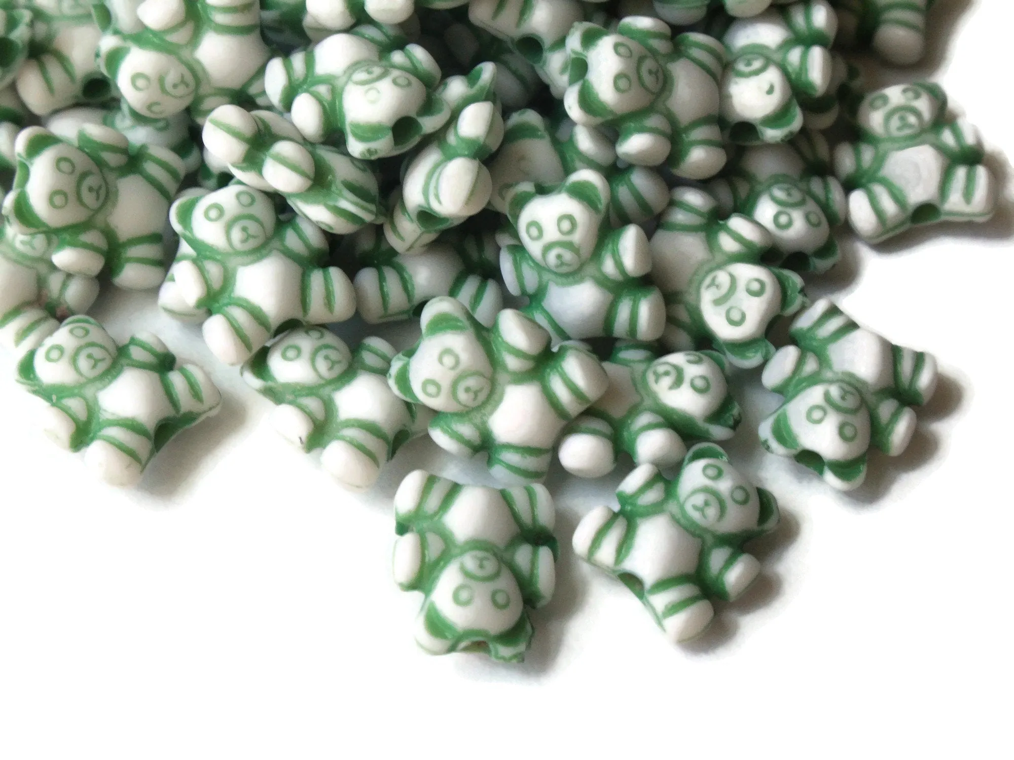 100 9mm Green Teddy Bear Beads Plastic Miniature Animal Kawaii Beads Small Cute Acrylic Toy Beads