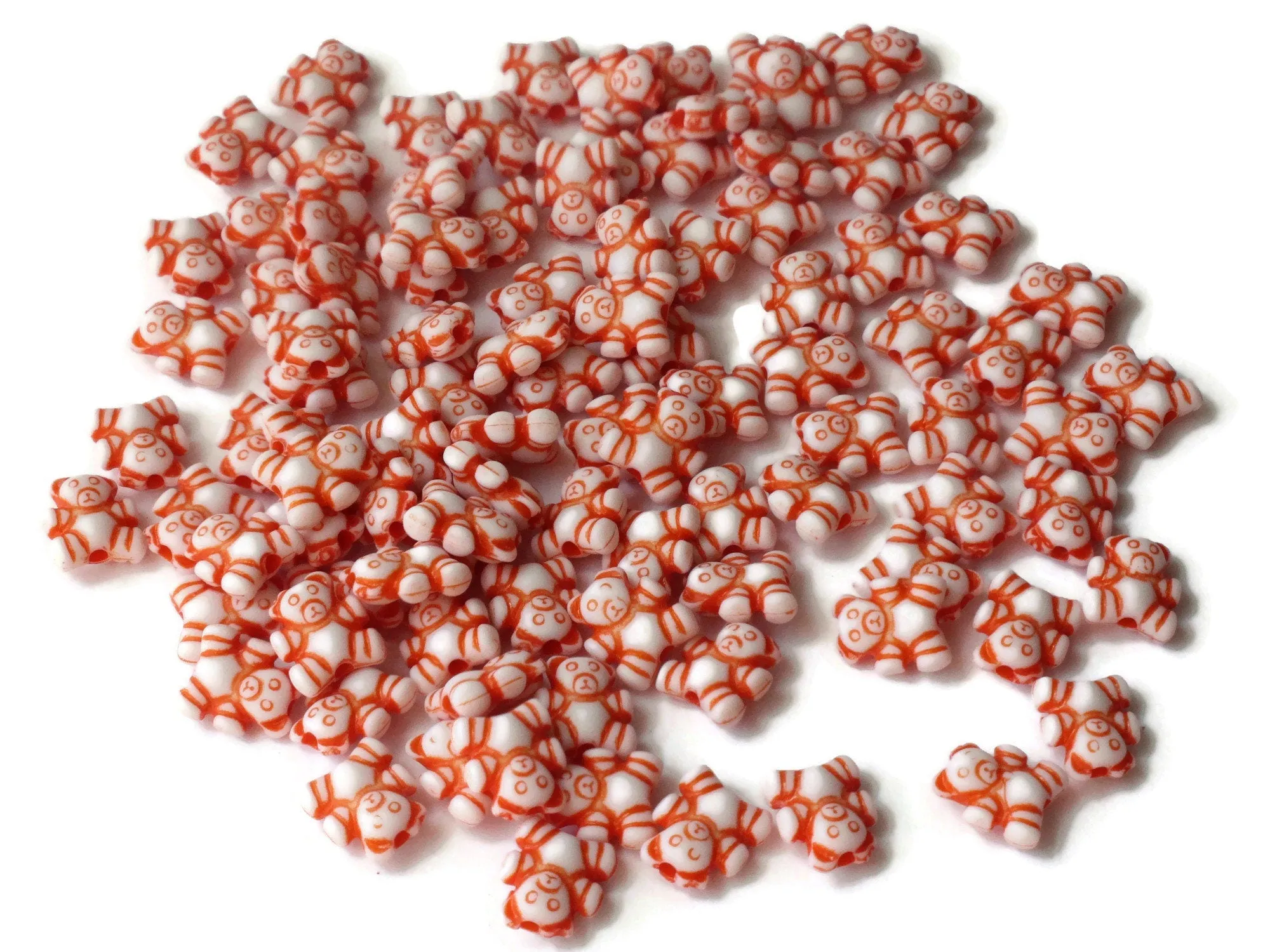 100 9mm Orange Plastic Teddy Bear Beads