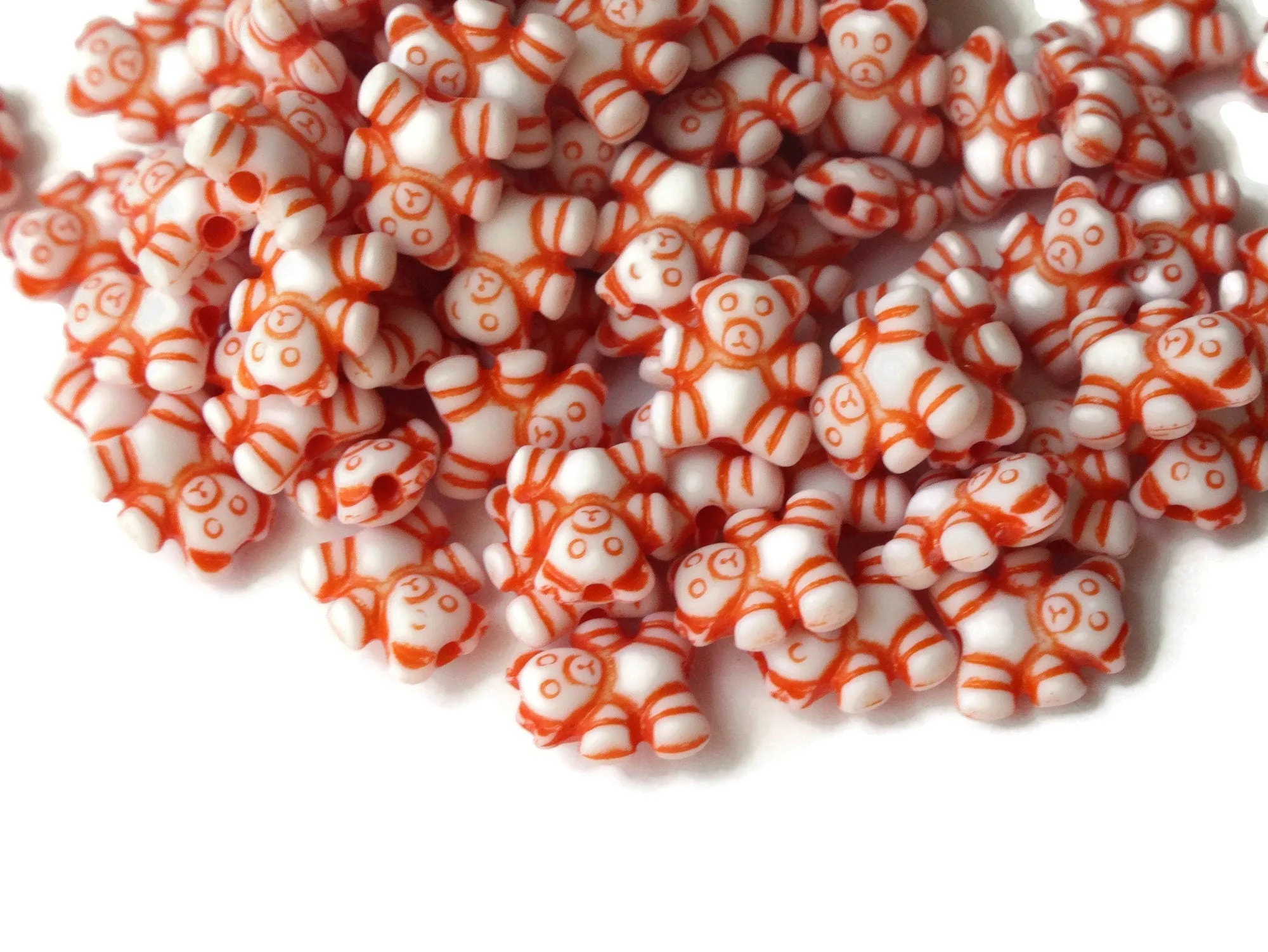 100 9mm Orange Plastic Teddy Bear Beads