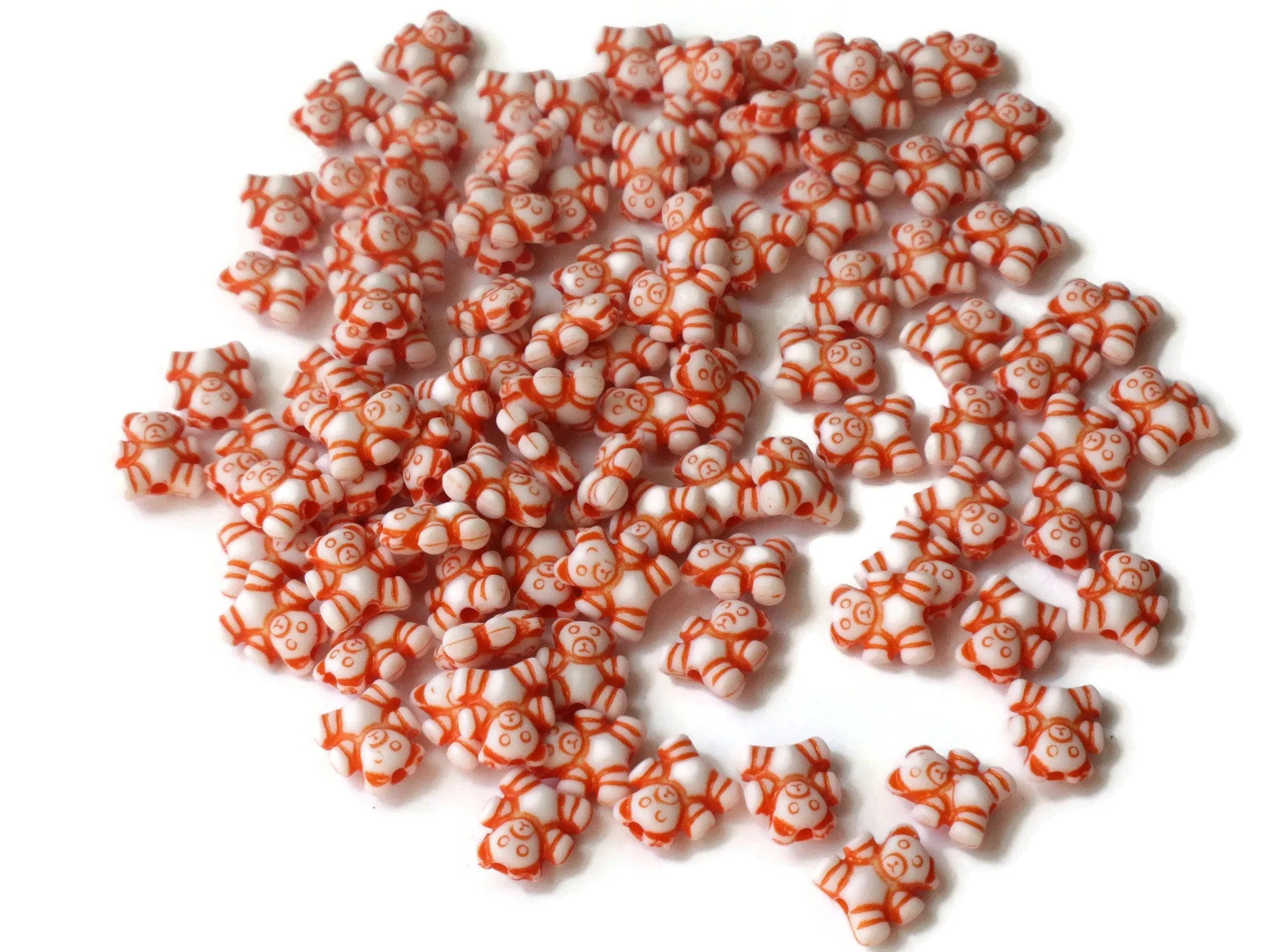 100 9mm Orange Plastic Teddy Bear Beads