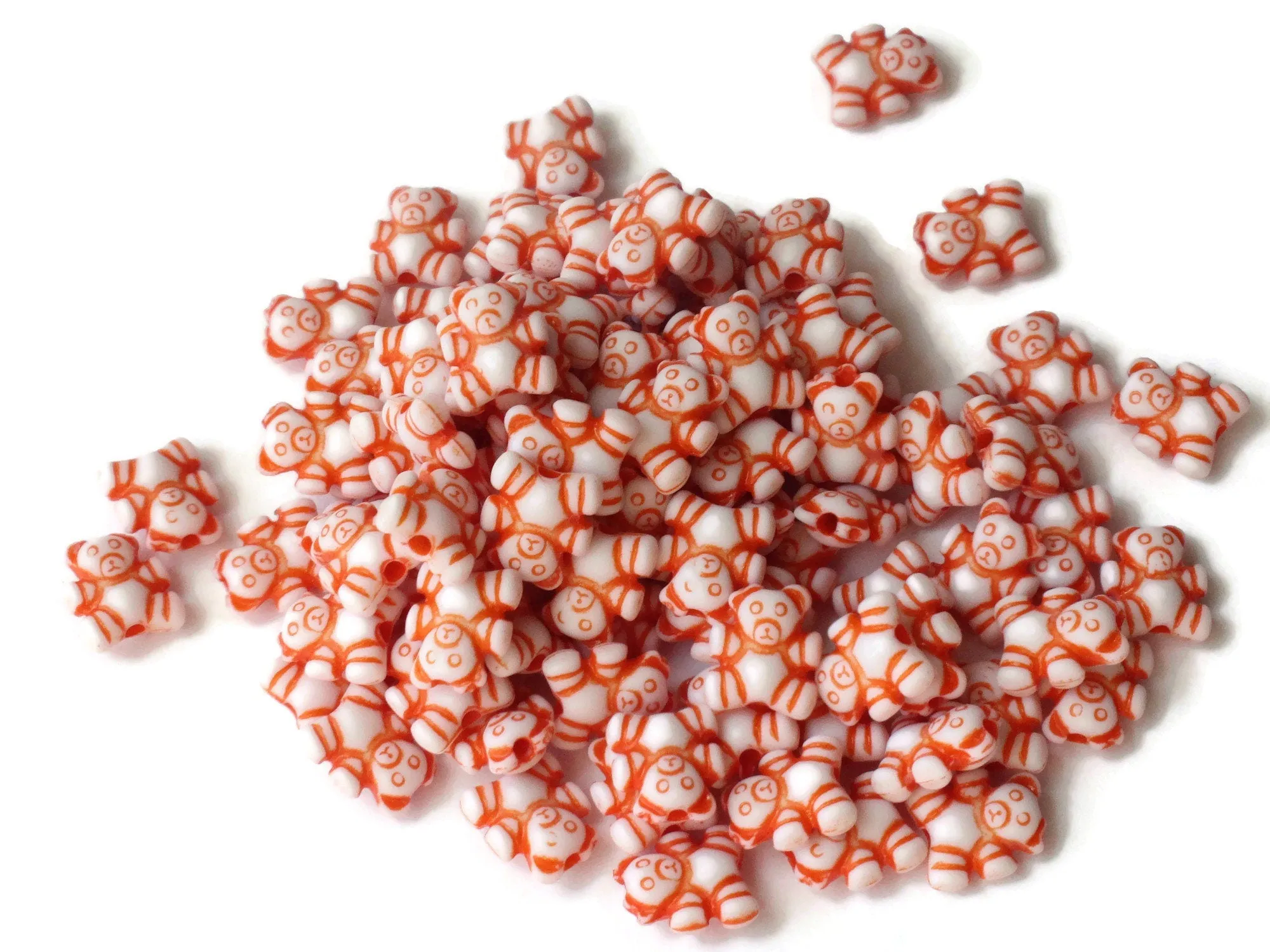 100 9mm Orange Plastic Teddy Bear Beads