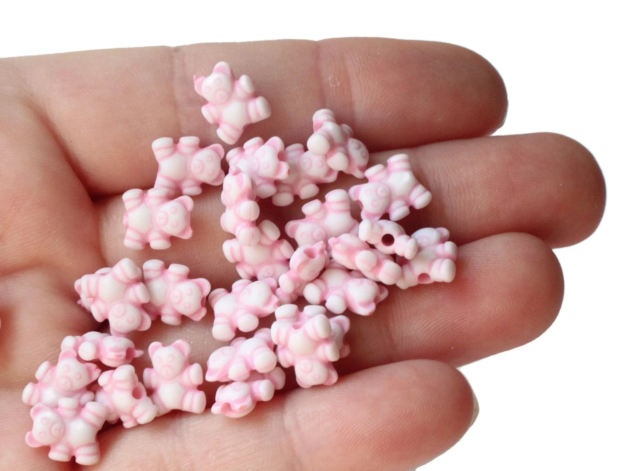 100 Baby Pink Teddy Bear Beads Plastic  Animal Beads Small Cute Toy Beads