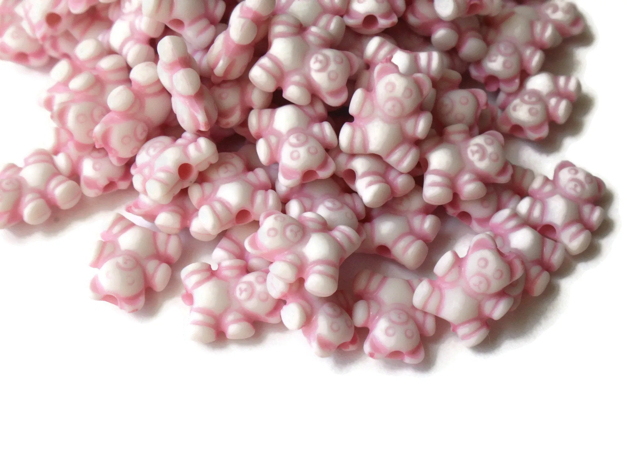 100 Baby Pink Teddy Bear Beads Plastic  Animal Beads Small Cute Toy Beads