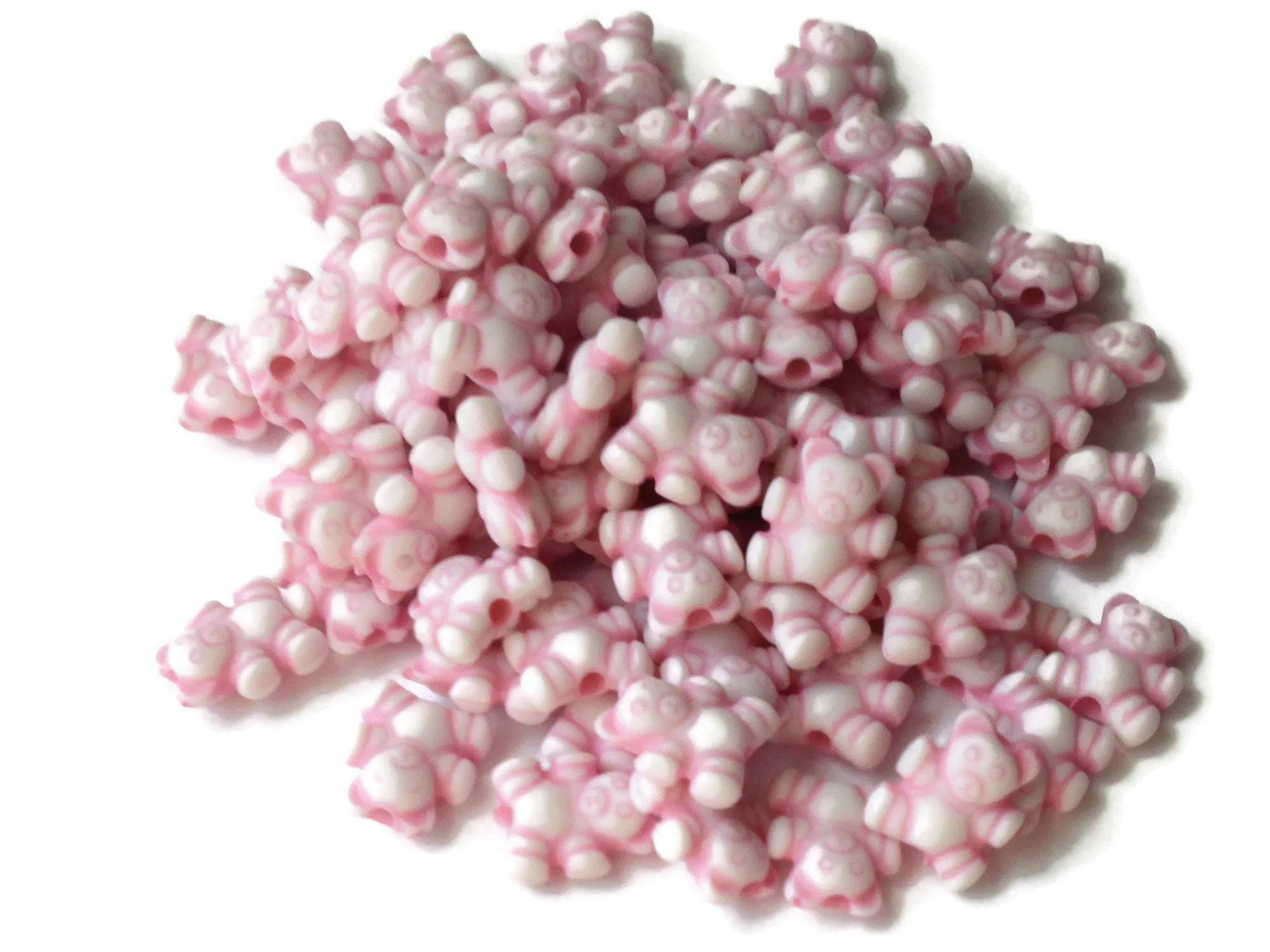 100 Baby Pink Teddy Bear Beads Plastic  Animal Beads Small Cute Toy Beads