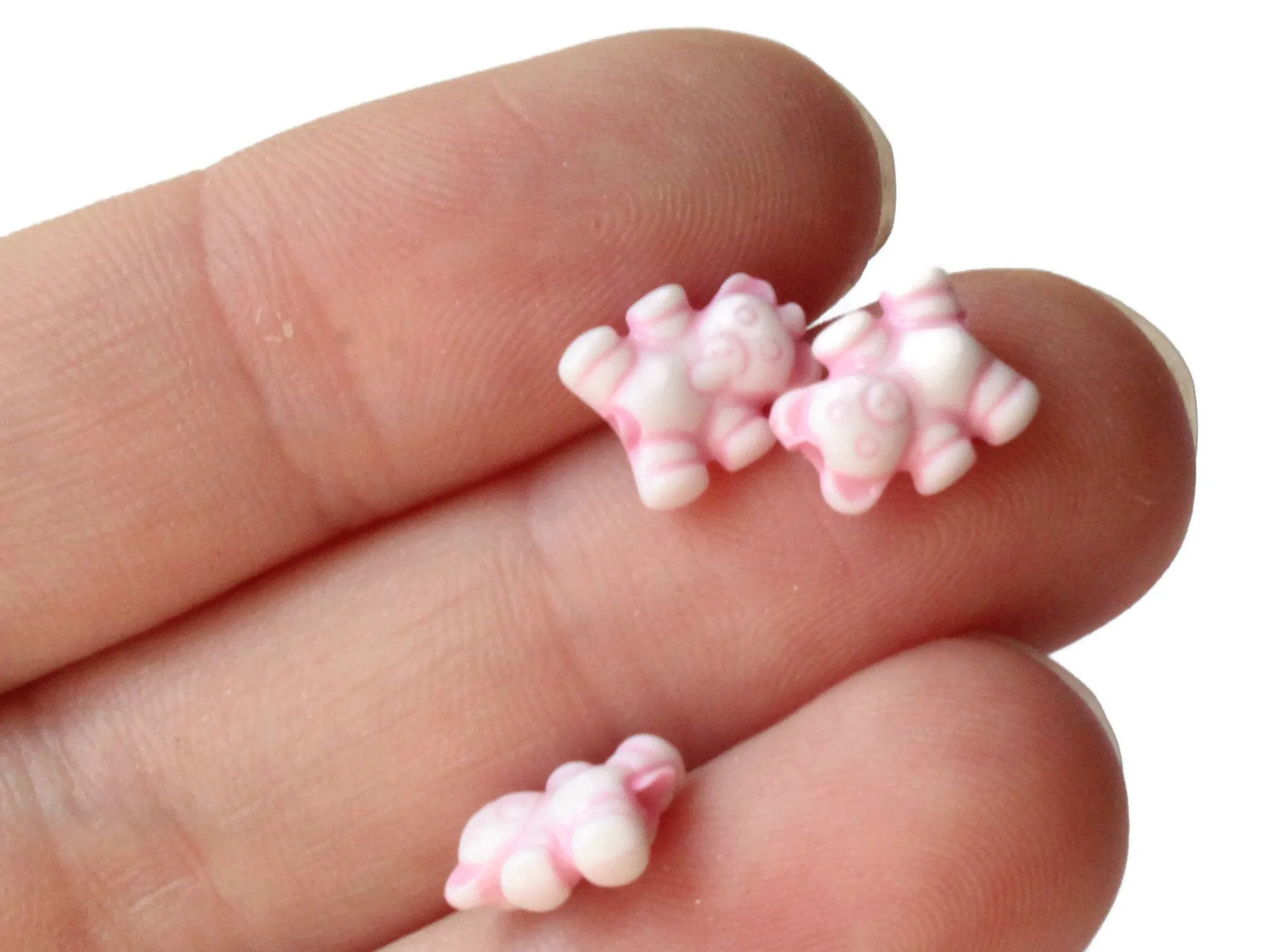 100 Baby Pink Teddy Bear Beads Plastic  Animal Beads Small Cute Toy Beads