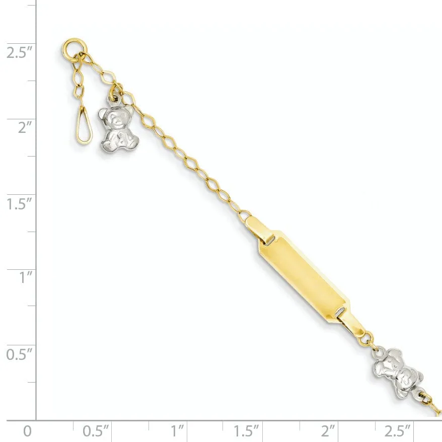 14k Two-tone Teddy Bear ID Baby Bracelet