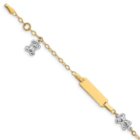 14k Two-tone Teddy Bear ID Baby Bracelet