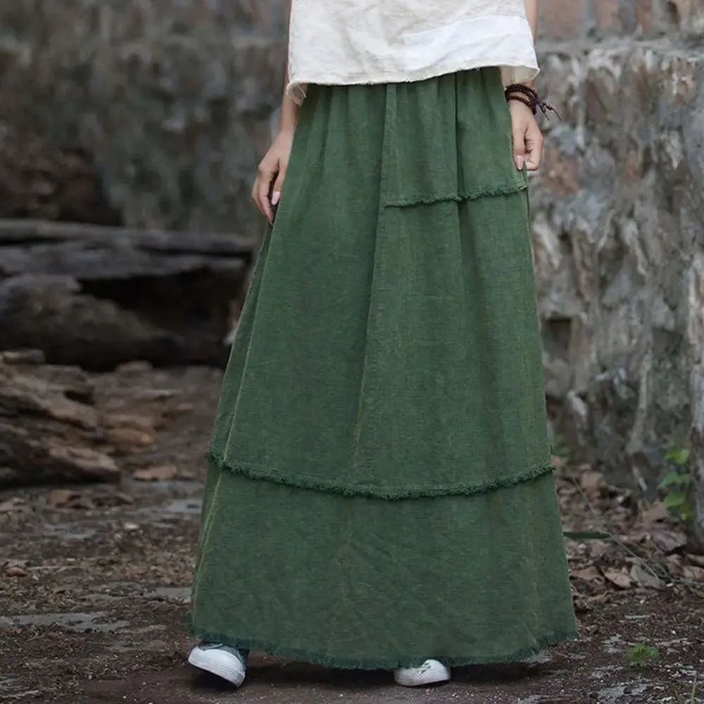 a line skirt Green Retro beach maxi skirt - skirts for women