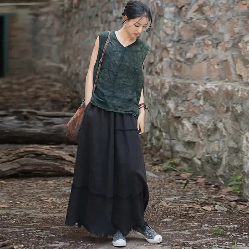 a line skirt Green Retro beach maxi skirt - skirts for women