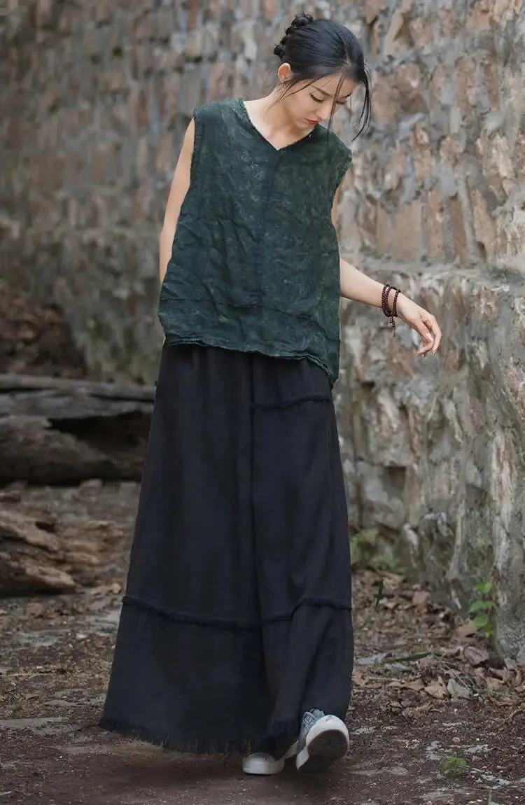 a line skirt Green Retro beach maxi skirt - skirts for women