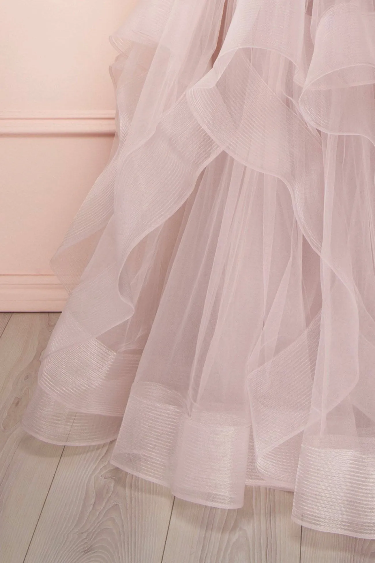 A-Line Tulle Layers Long Formal Dress, Cute V-Neck Evening Party Dress