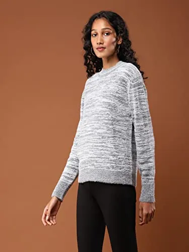 Aarke Ritu Kumar Women's Acrylic Round Neck Sweater SWTHAN02N30127712-GREY-M