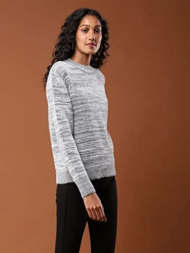 Aarke Ritu Kumar Women's Acrylic Round Neck Sweater SWTHAN02N30127712-GREY-M