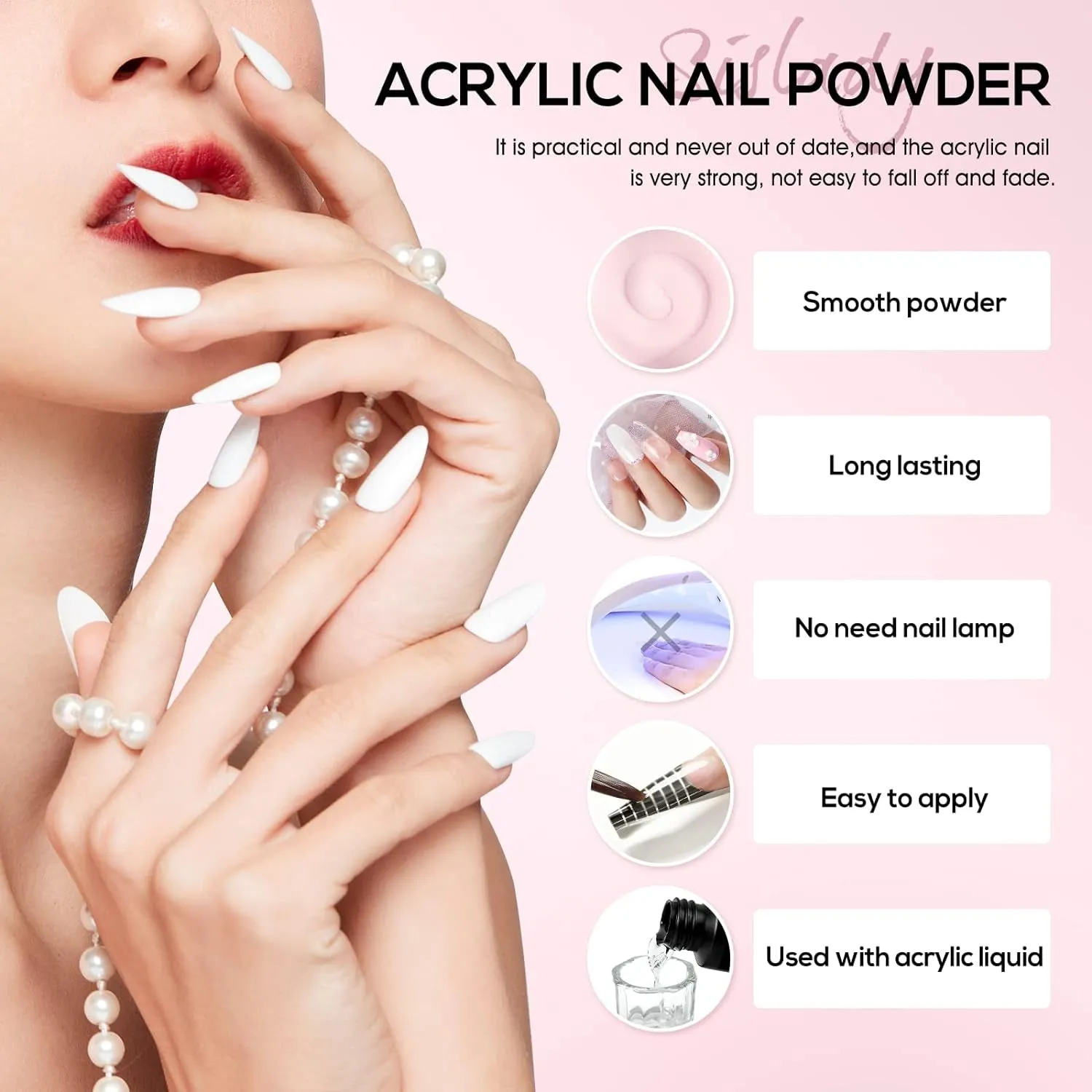 Acrylic Nail Starter Kit for Beginners - Glitter, Rhinestones, Nail Tips & DIY Supplies