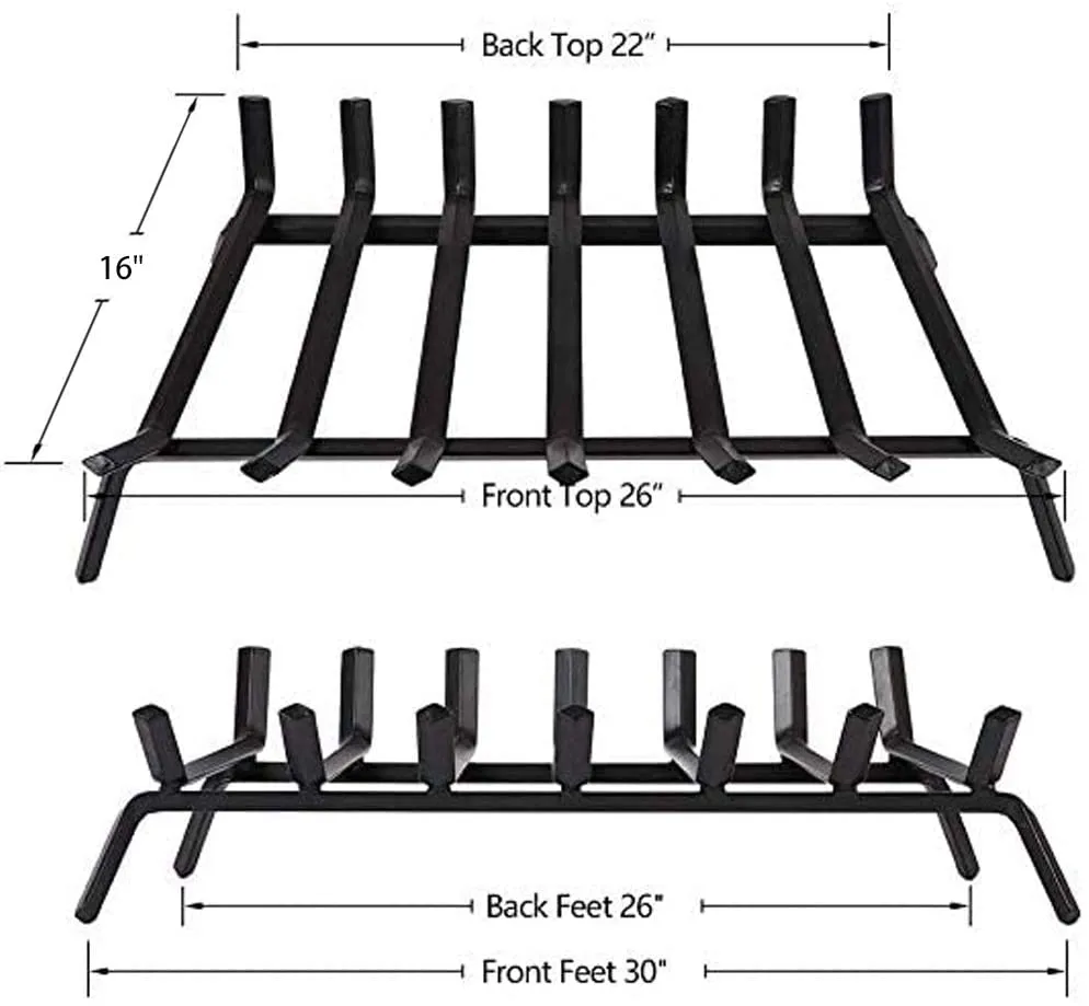 Amagabeli Black Fireplace Log Grate 30 inch Wide Bundle 2Pack Firewood Bracket Rack