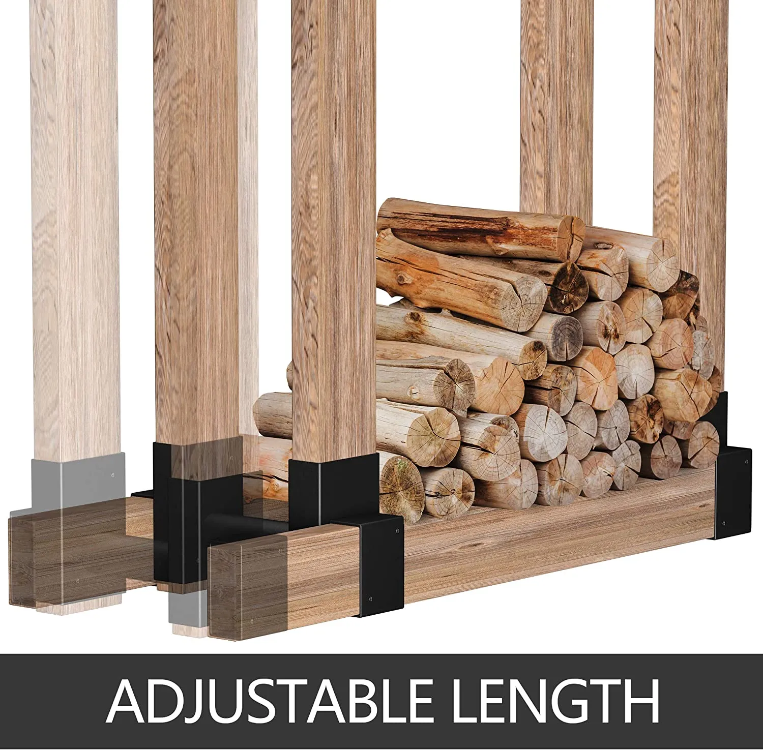 Amagabeli Firewood Bracket Log Rack Outdoor Wood Storage Fireplace Holder Model Number BG3212 & BG272