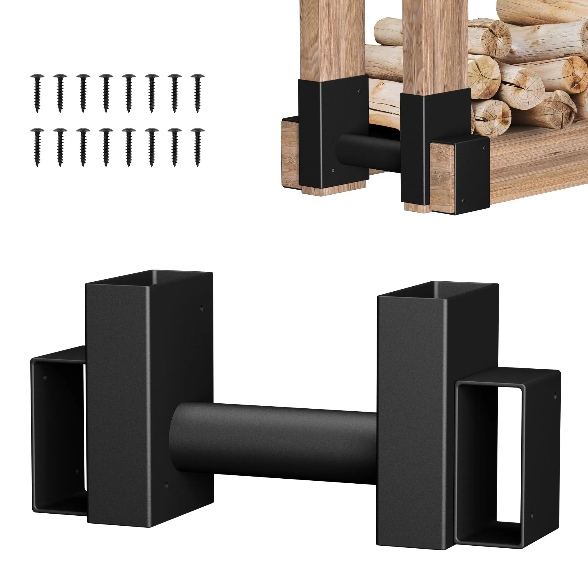 Amagabeli Firewood Bracket Log Rack Outdoor Wood Storage Fireplace Holder Model Number BG3212 & BG272