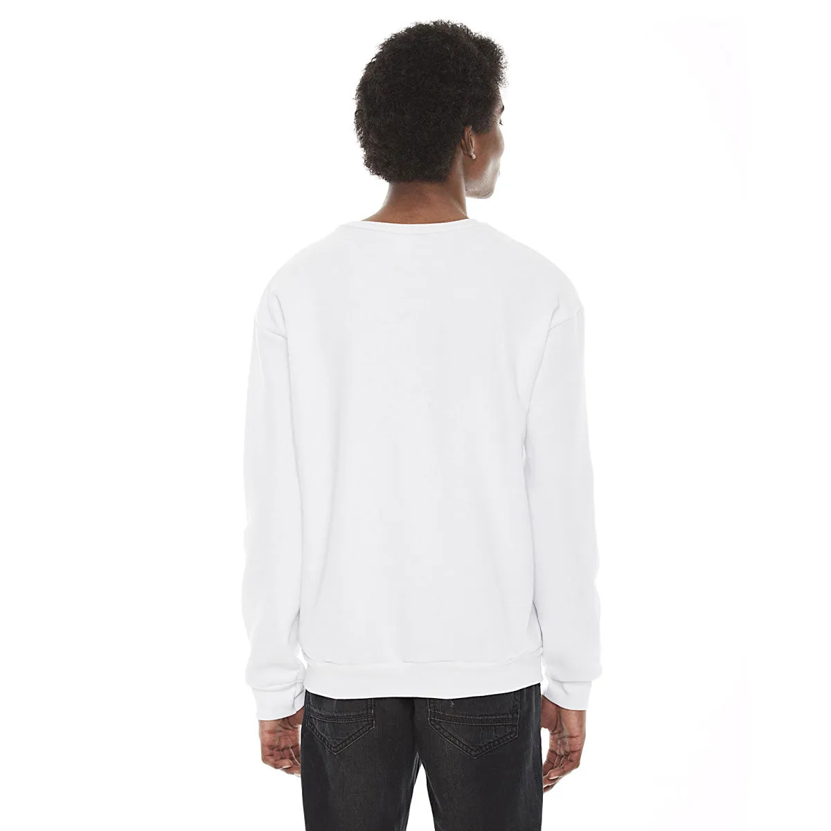 American Apparel Unisex White Flex Fleece Drop Shoulder Pullover Crewneck