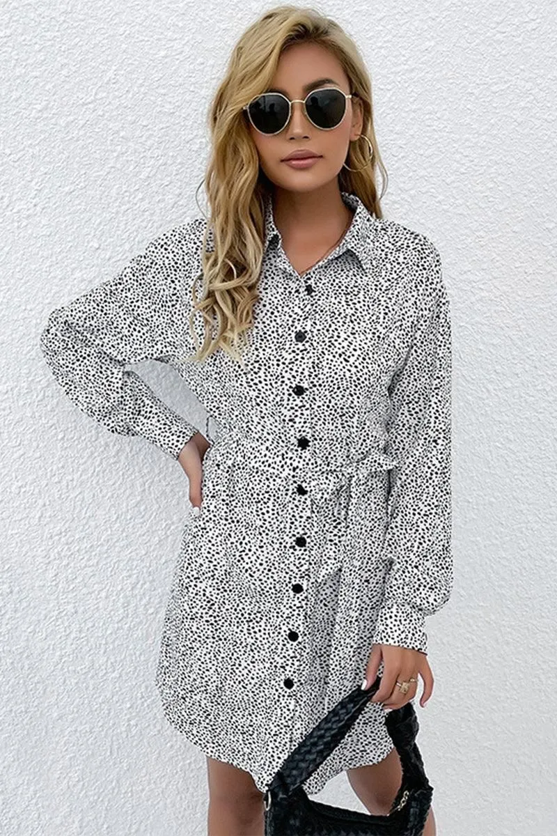 ANIMAL PATTERN BUTTON DOWN MIDI DRESS