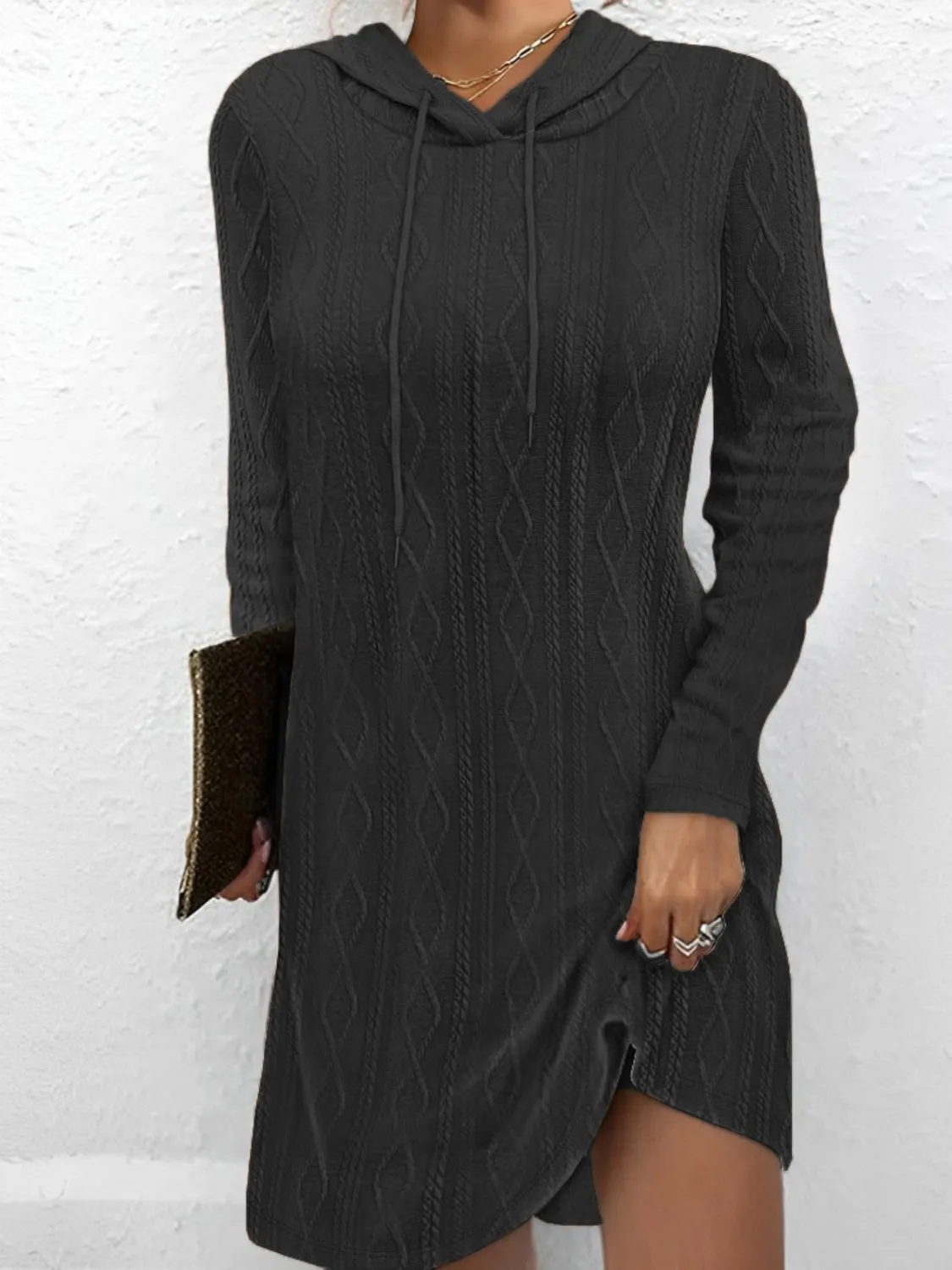 *APP EXCLUSIVE* Drawstring Hooded Sweater Dress