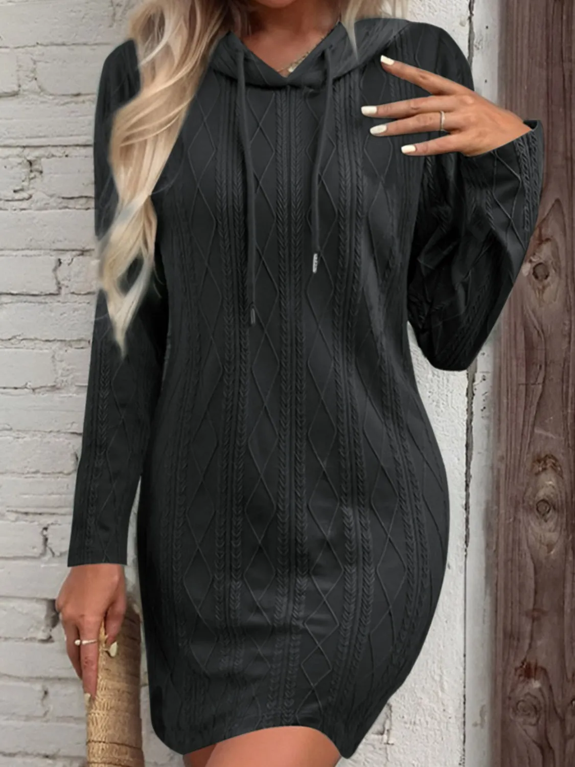 *APP EXCLUSIVE* Drawstring Hooded Sweater Dress