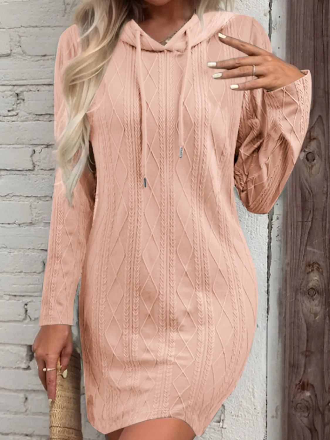 *APP EXCLUSIVE* Drawstring Hooded Sweater Dress