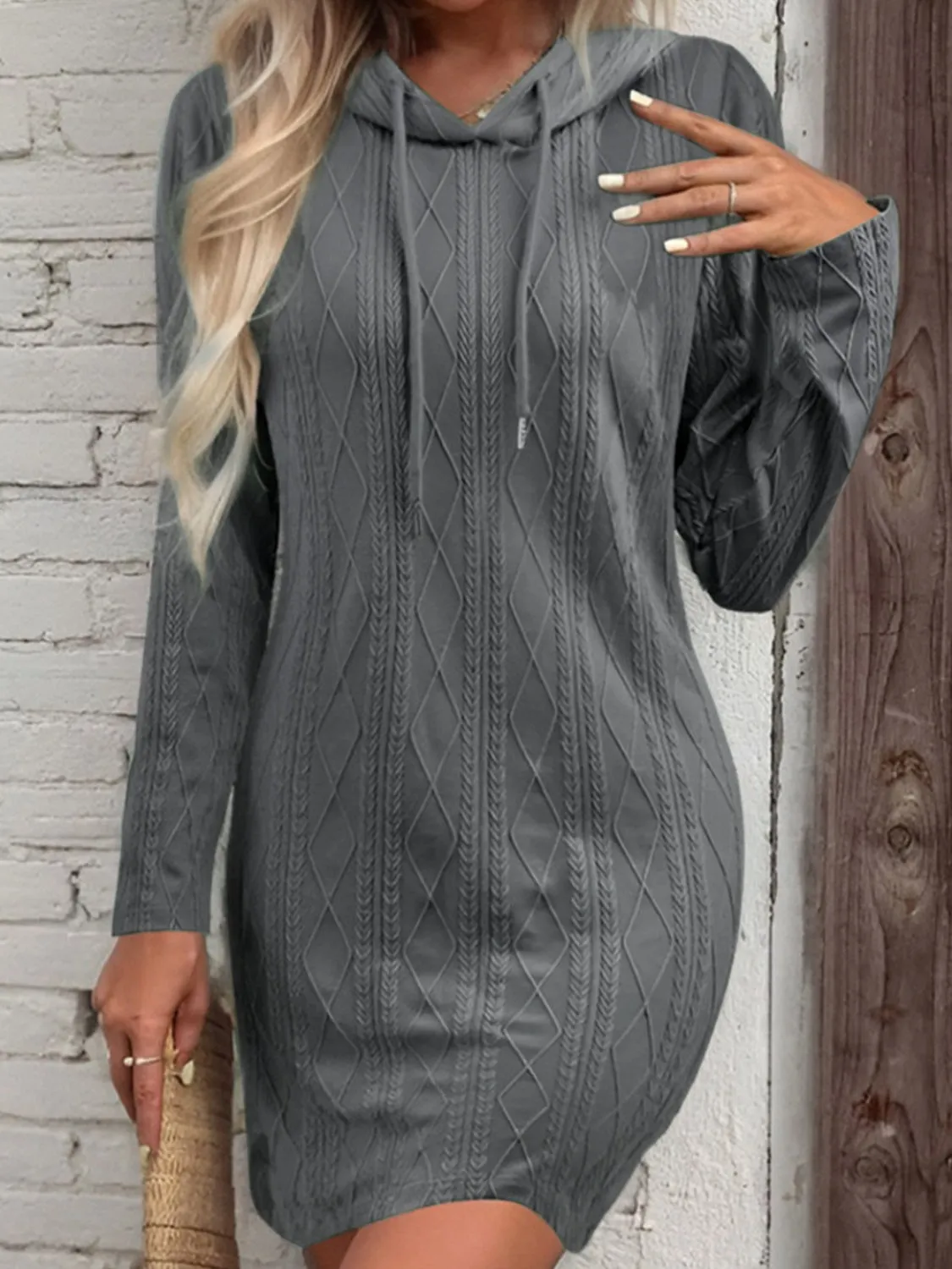 *APP EXCLUSIVE* Drawstring Hooded Sweater Dress