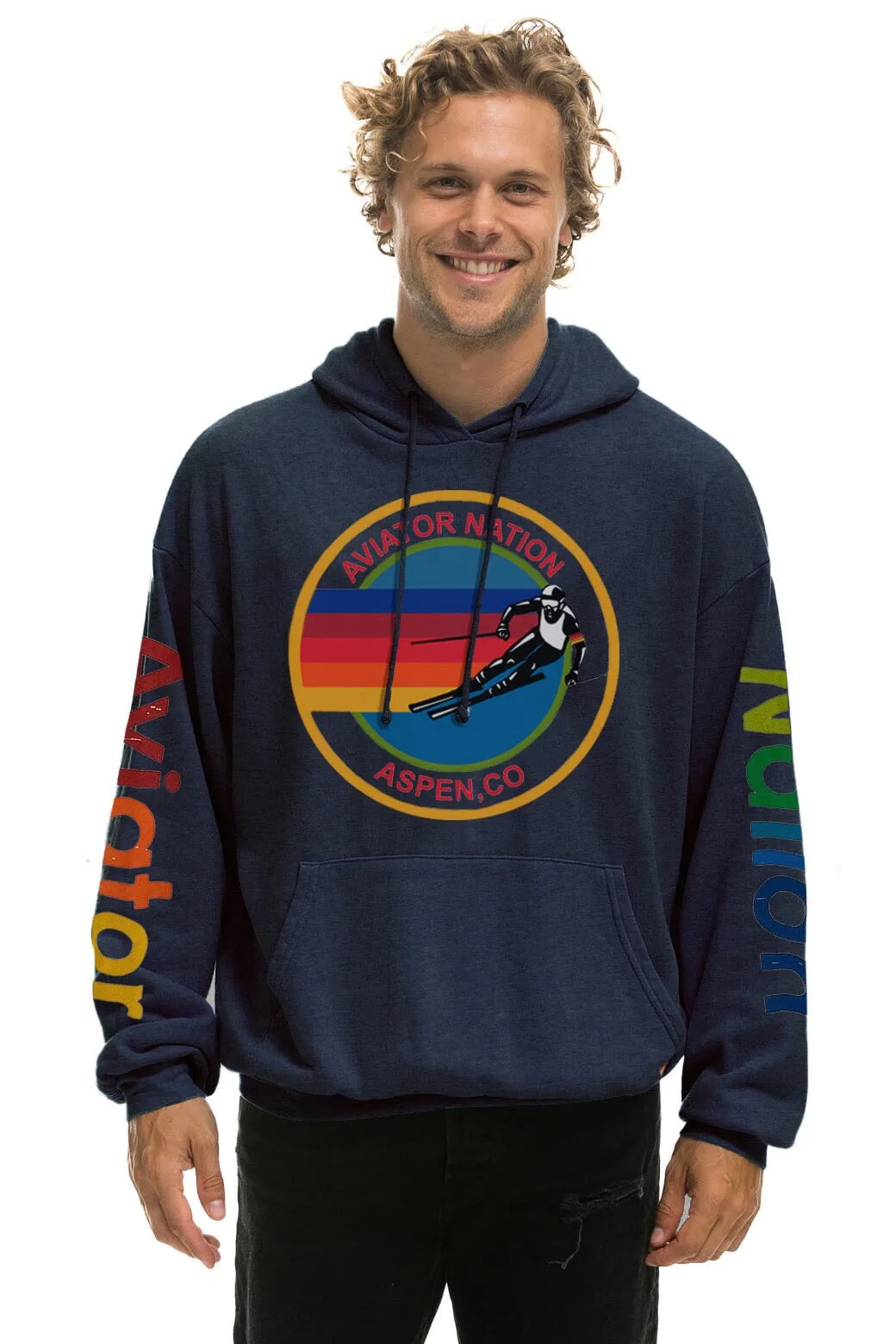 AVIATOR NATION ASPEN RELAXED PULLOVER HOODIE - NAVY