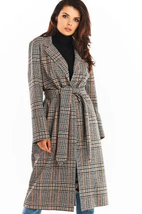 AWANA European Style Plaid Trench Coat with a Belt- Euro Brand