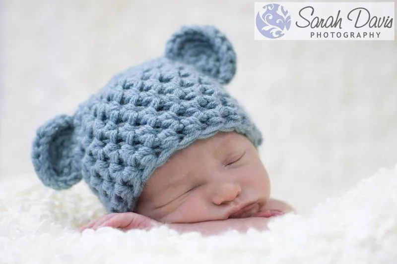 Baby Blue Teddy Bear Hat