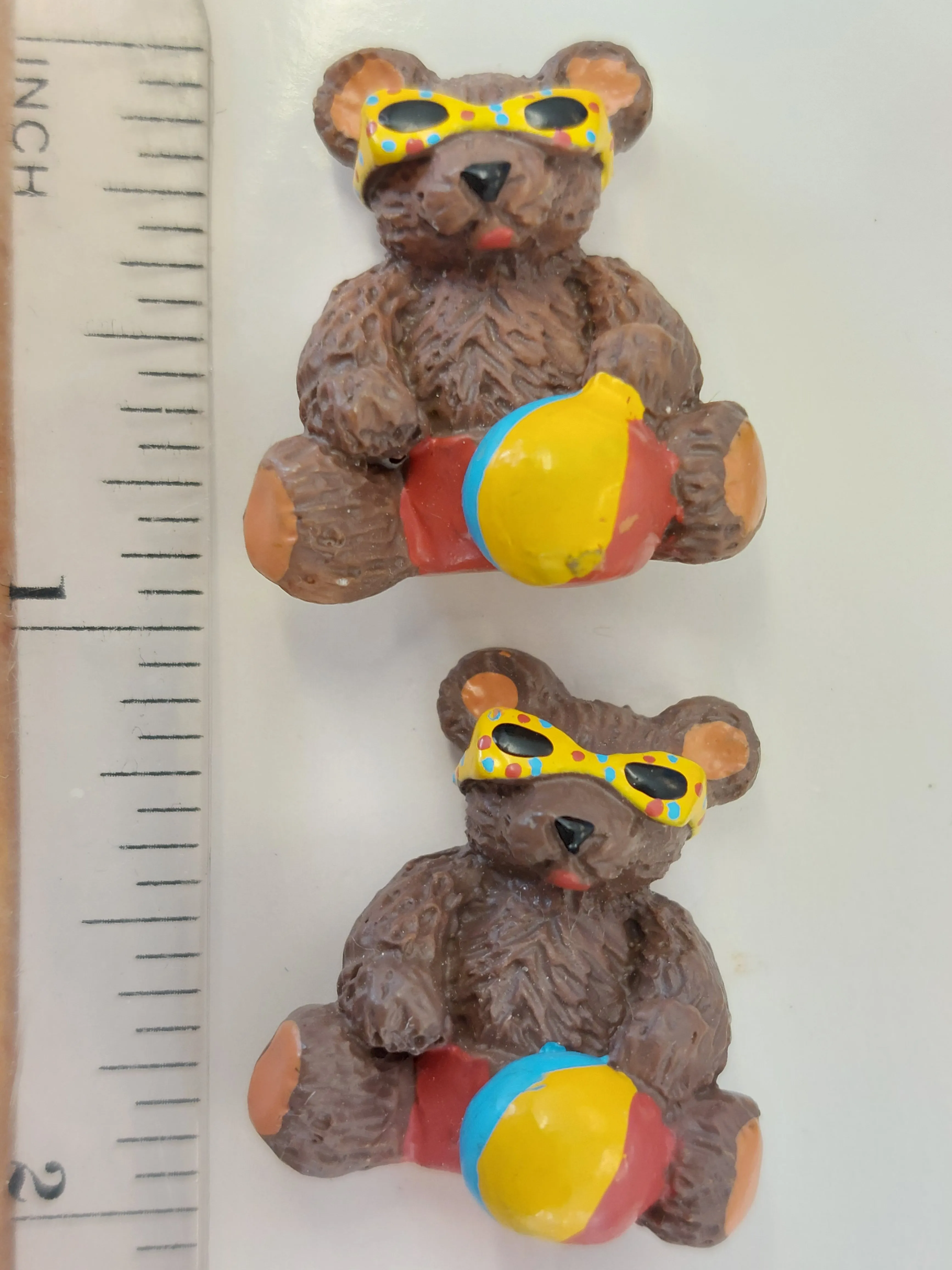 Beach Ready Teddy Character Buttons with Shank - Twin Pack