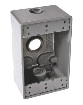 Bell 5324-0 3 Outlet Box, Aluminum, Gray, 1 Gang