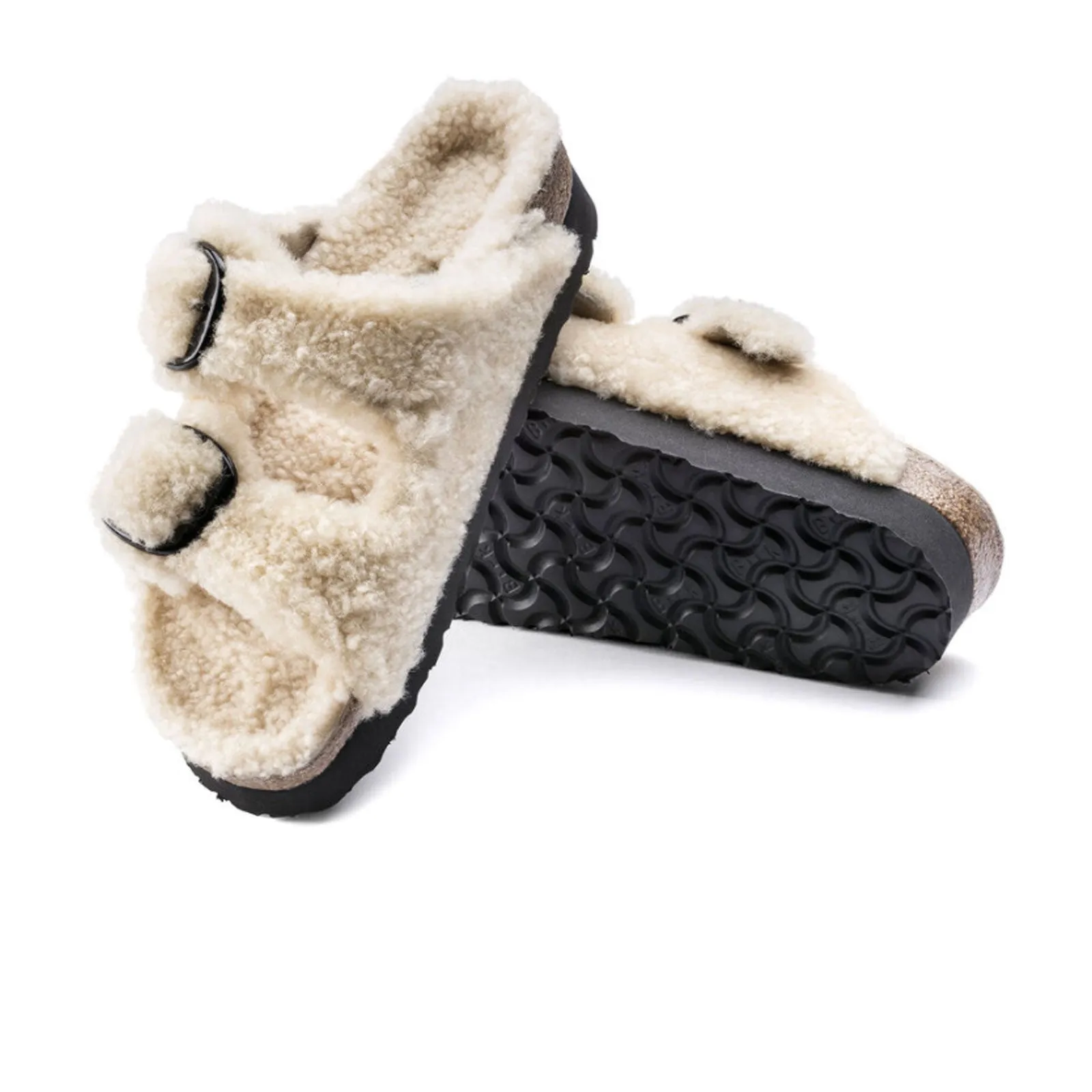 Birkenstock Arizona Big Buckle Slide Sandal (Women) - Teddy Eggshell Shearling