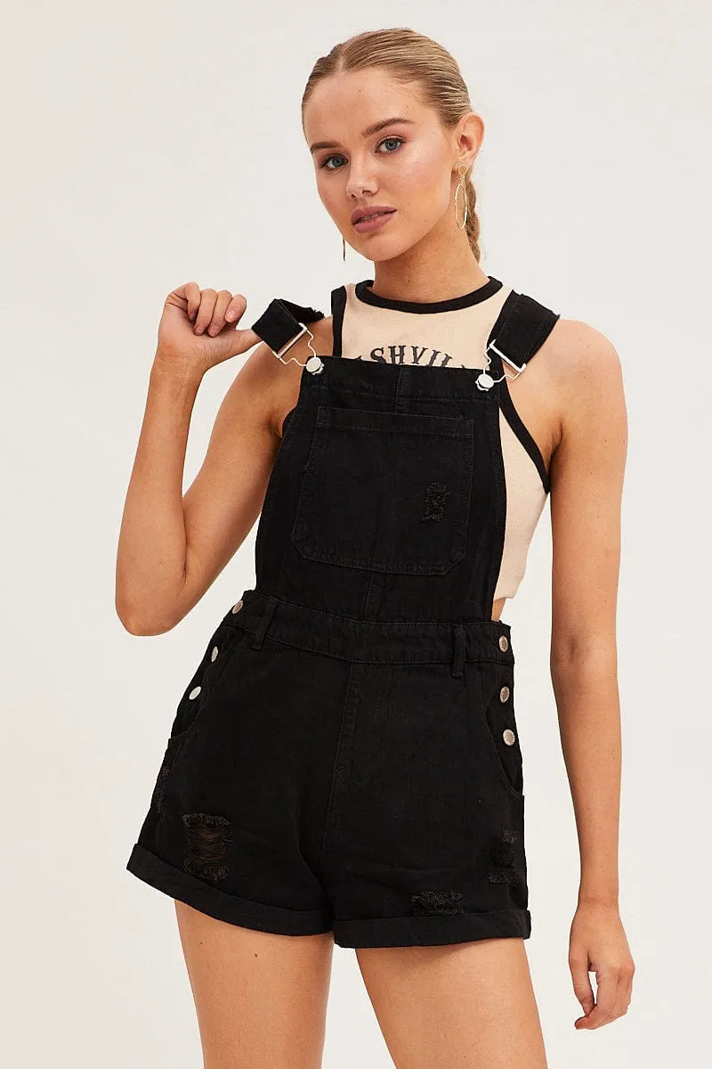 Black Overall Shorts