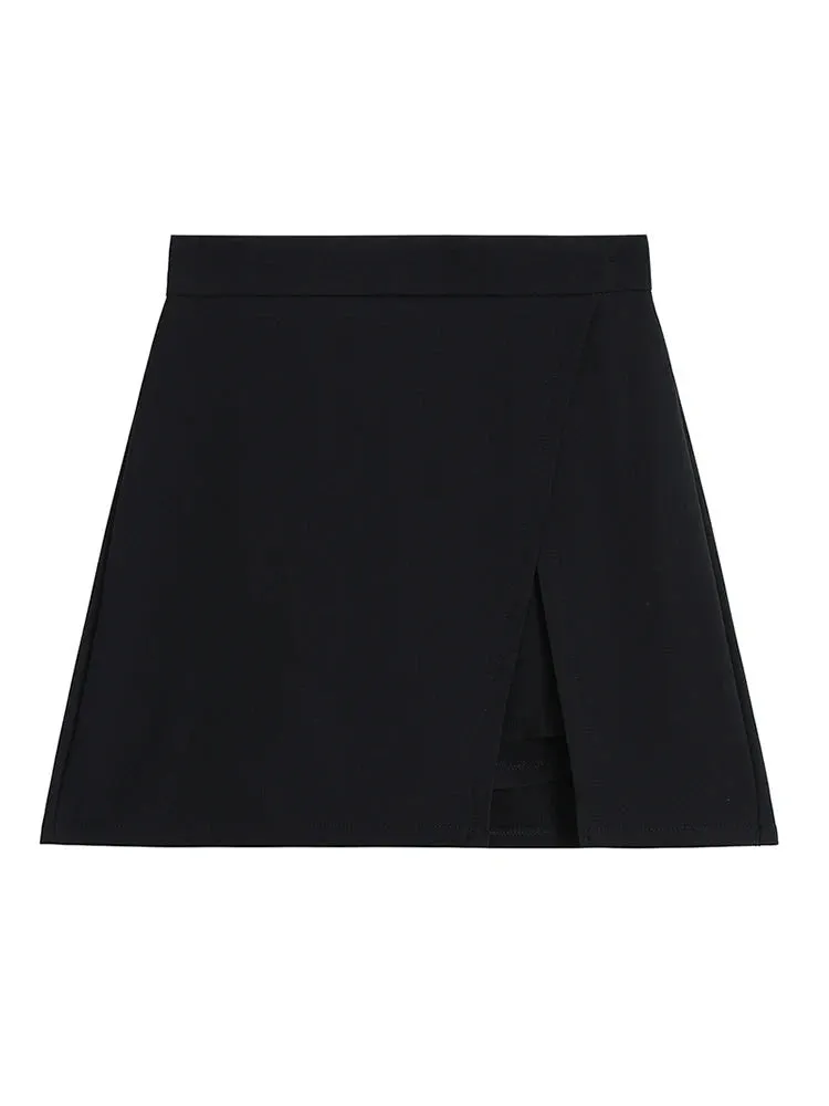 Black Split Slim Tight Hip Women’s Shorts Skirts New High Waist Solid Color Casual Female Mini Skirts Basic Office Lady