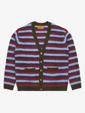 Brain Dead Teddy Fur Striped Cardigan - Blue Multi