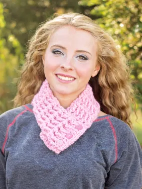 Bubblegum pink button scarf