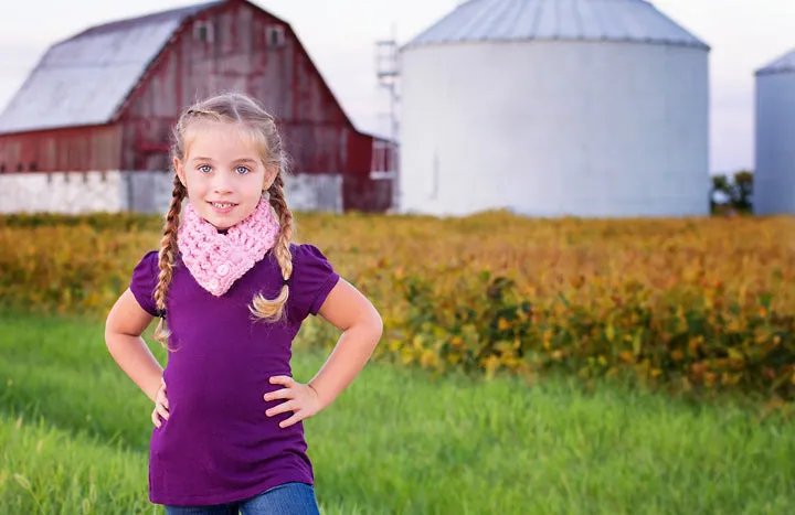 Bubblegum pink button scarf