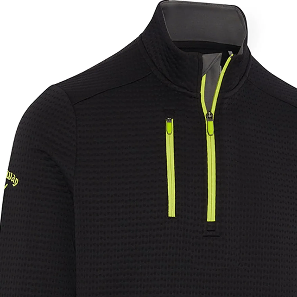 Callaway Midweight Textured 1/4 Zip Pullover - Caviar/Yellow Plum