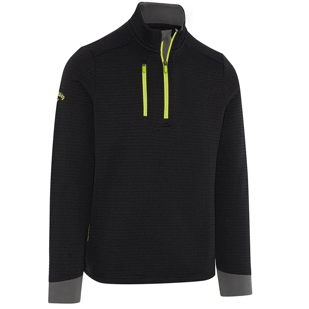 Callaway Midweight Textured 1/4 Zip Pullover - Caviar/Yellow Plum