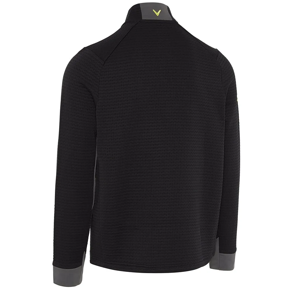 Callaway Midweight Textured 1/4 Zip Pullover - Caviar/Yellow Plum