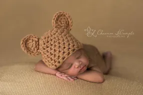 Camel Beige Newborn Teddy Bear Hat