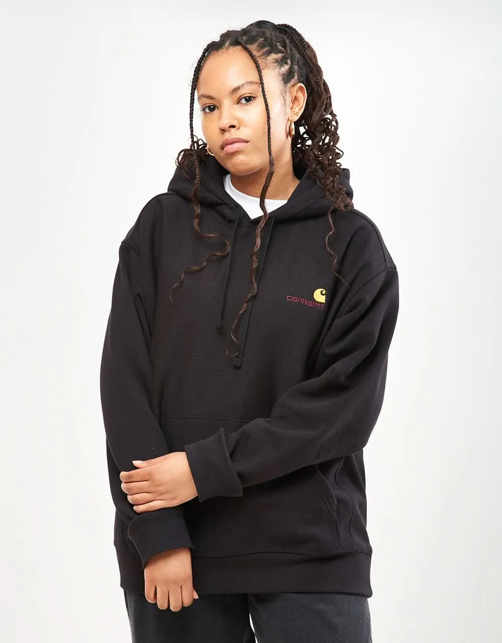 Carhartt WIP Hooded American Script Sweatshirt - Black