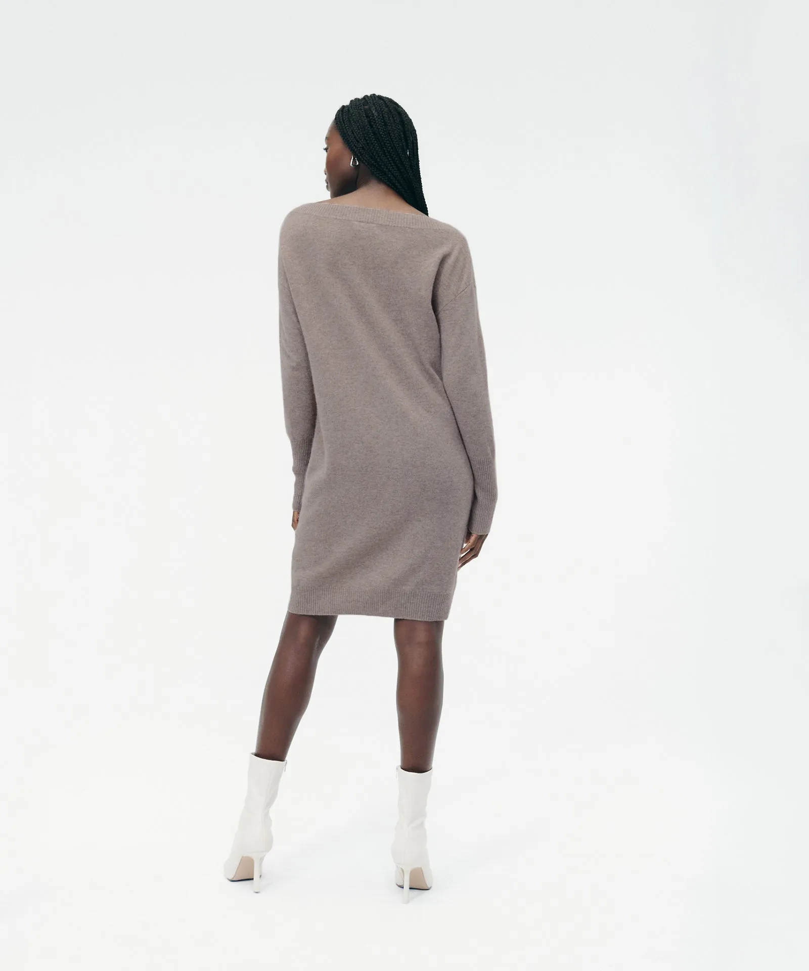 Cashmere Boatneck Mini Sweater Dress