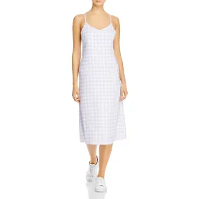 Charlie Holiday Womens Check Print Midi Slip Dress