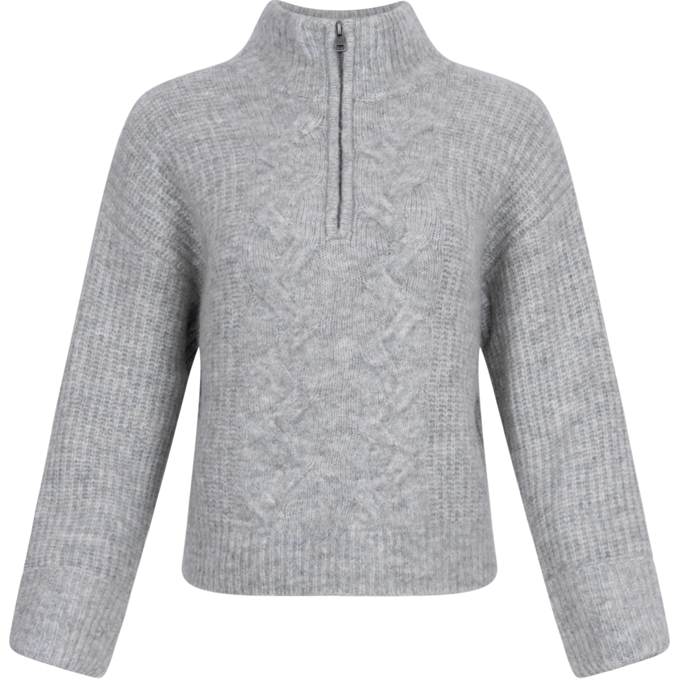 Chastine Peggy M Zip Pullover - Light Grey Melange