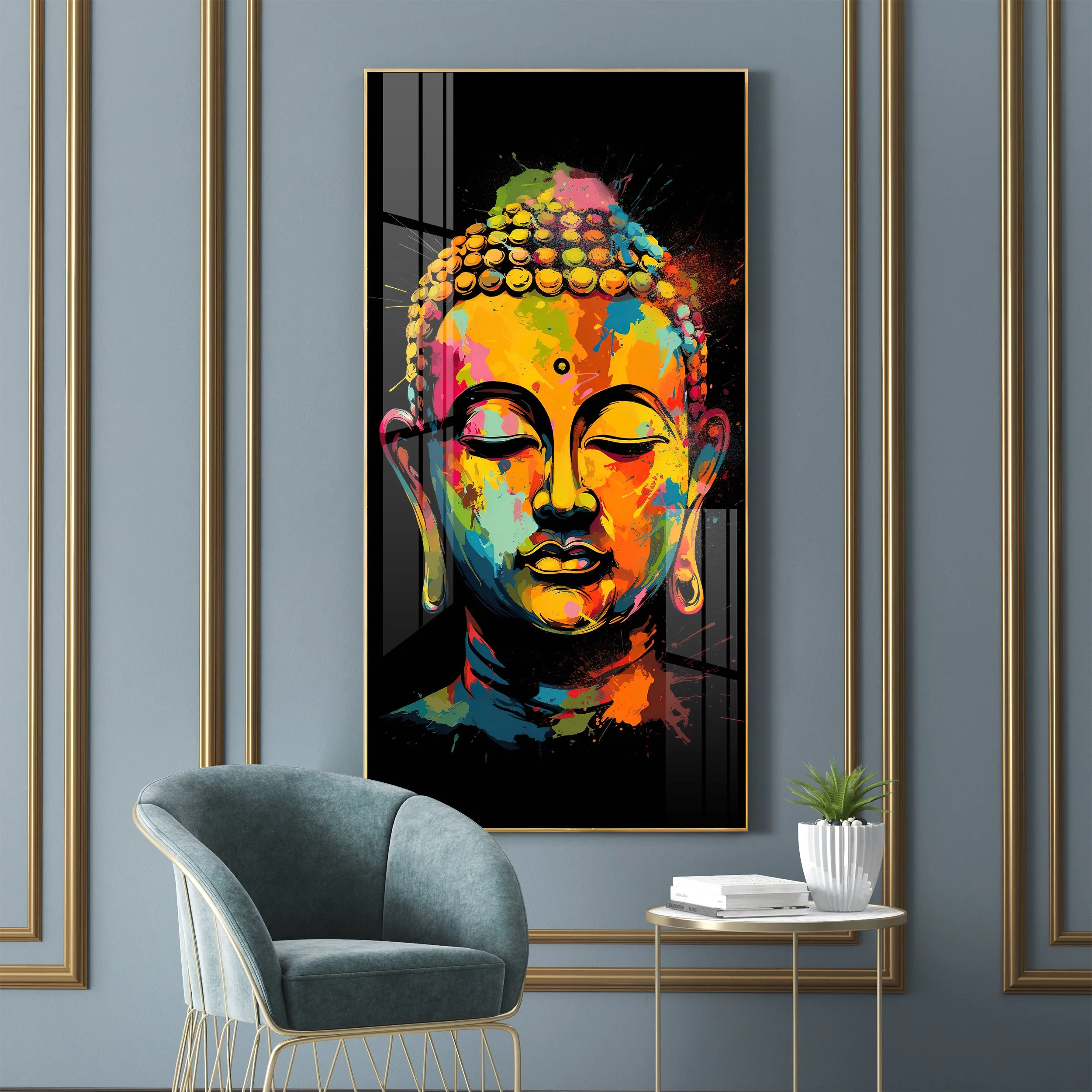 Colorful Buddha Premium Acrylic Vertical Wall Art