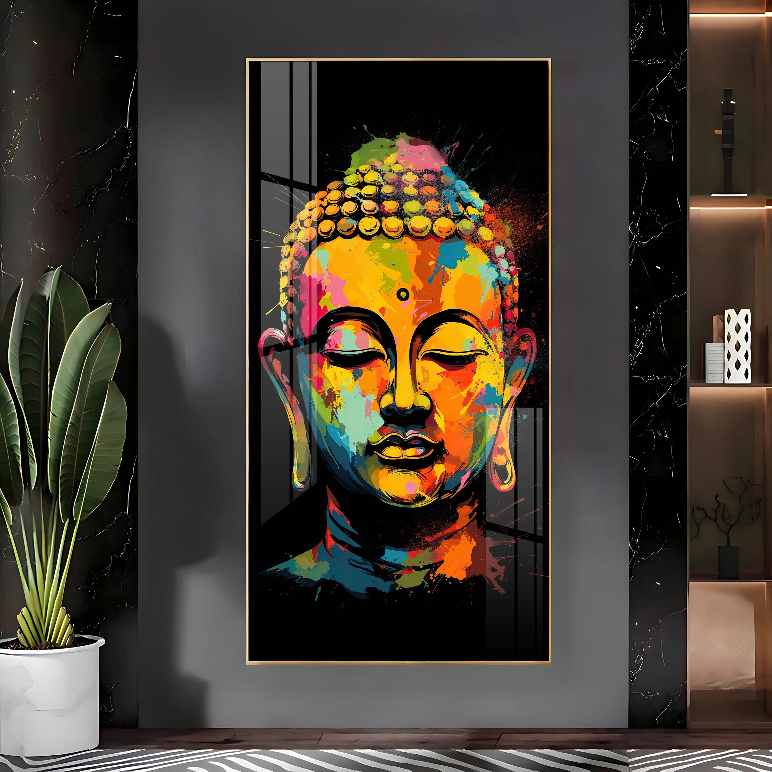 Colorful Buddha Premium Acrylic Vertical Wall Art