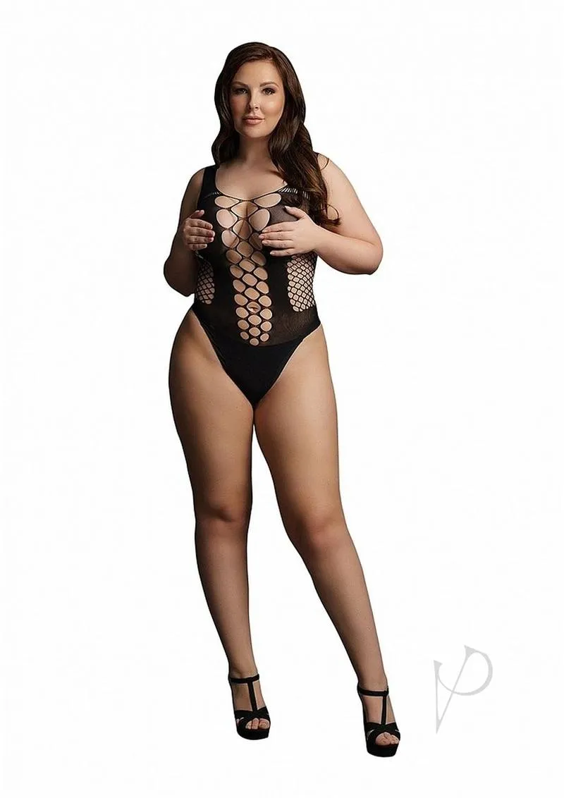 Contrast Fence Net Teddy Qn Blk